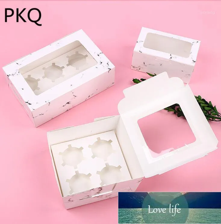 Gift Wrap 30Pcs Cardboard Cupcake Packaging Box 2/6 Cup Paper Cake White Kraft Baking Boxes With Window1 Factory price expert design Quality Latest Style Original