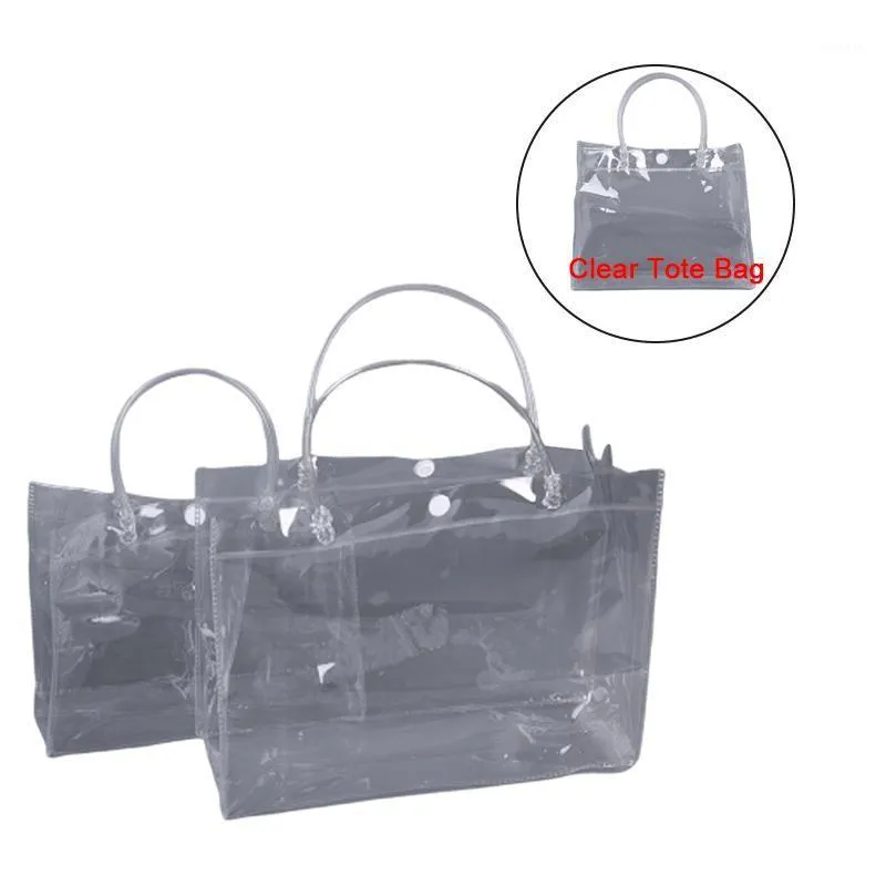 Piece Clear Tote Bag PVC Прозрачная Торговая сумка Плеча Сумка Стадион Утвержден Экологически безопасные сумки для хранения