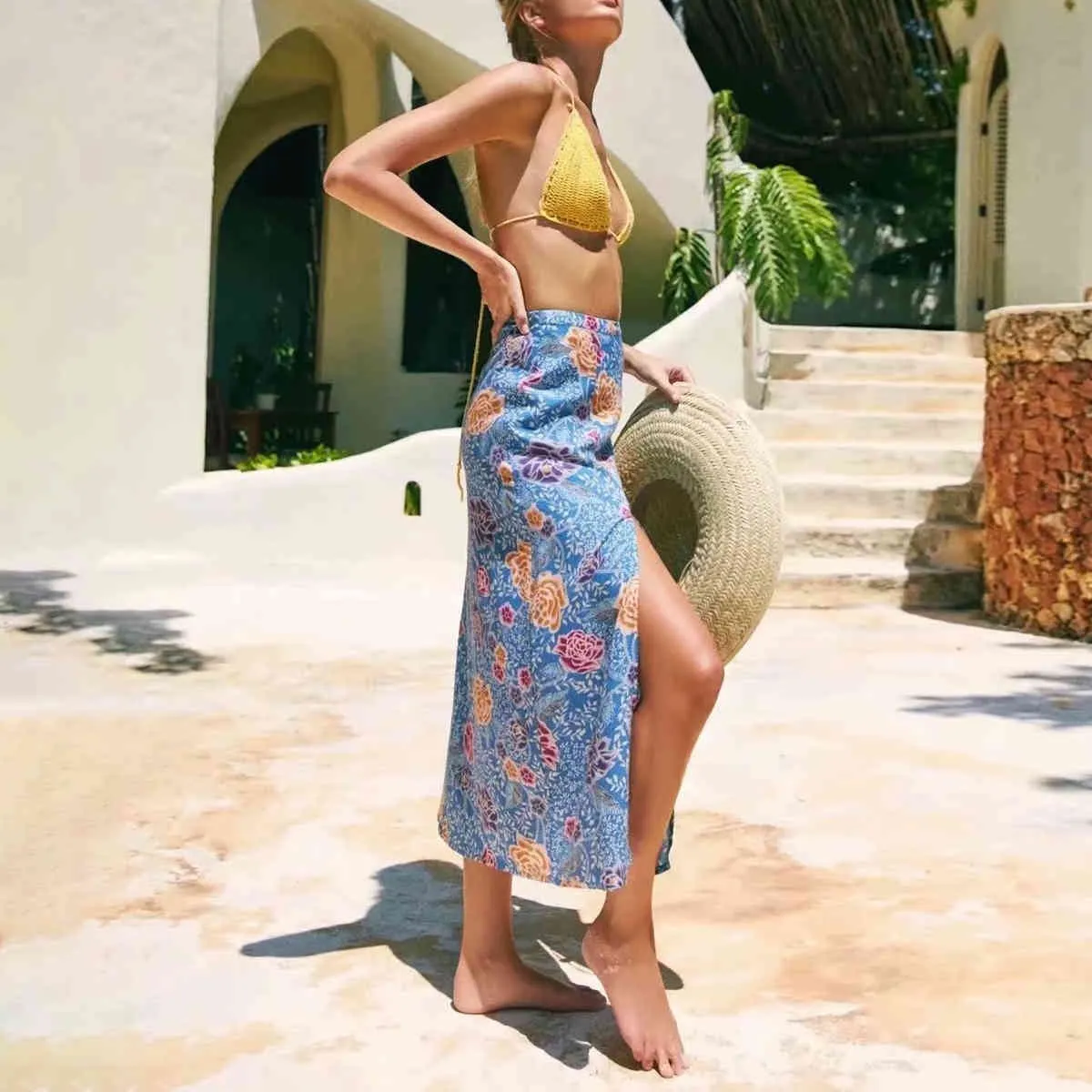 Jastie Boho Hippie Chic Beach Jupe Femmes Vintage Floral Imprim