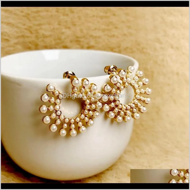 gift earrings for women trend elegant simulated pearl geo stud lindo anti-allergic lady statement earring
