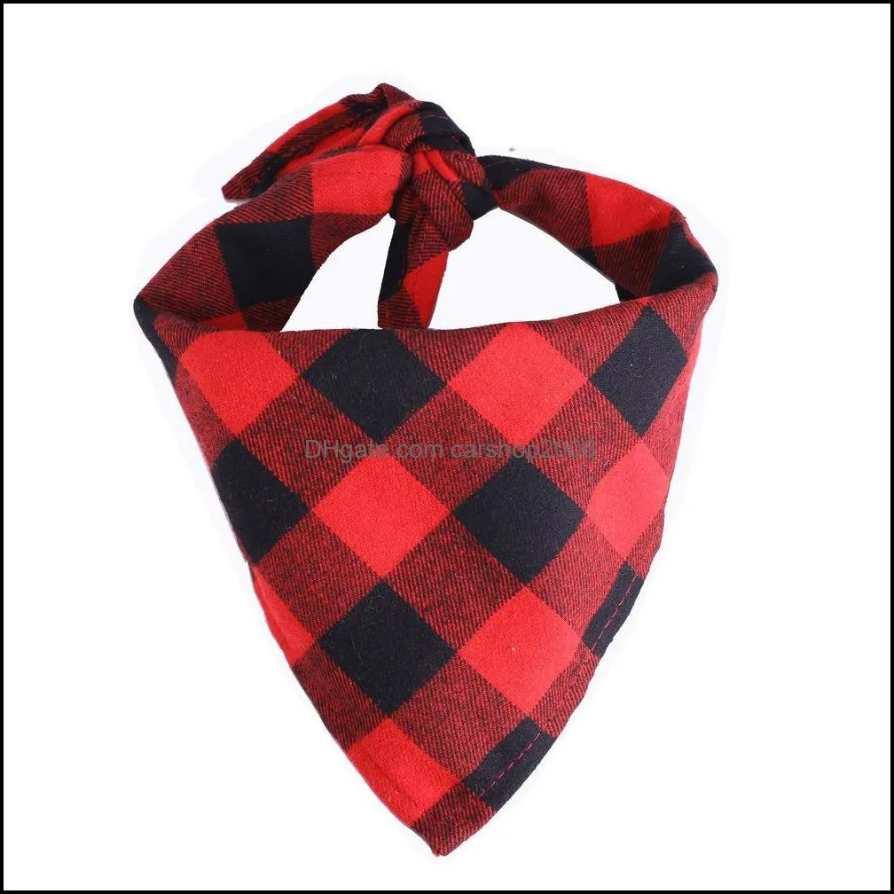 NEWDog Bandana Xmas Plaid Single Layer Pet Scarf Triangle Bibs Kerchief Pets Accessories Bibs for Small Medium Large Dogs Xmas Gifts