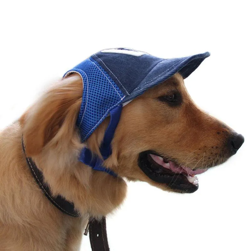 Hundebekleidung blau braun einstellbar Haustier Sport Baseball Outdoor Sun Protection Hut / Mütze für große mittlere Mode S M L