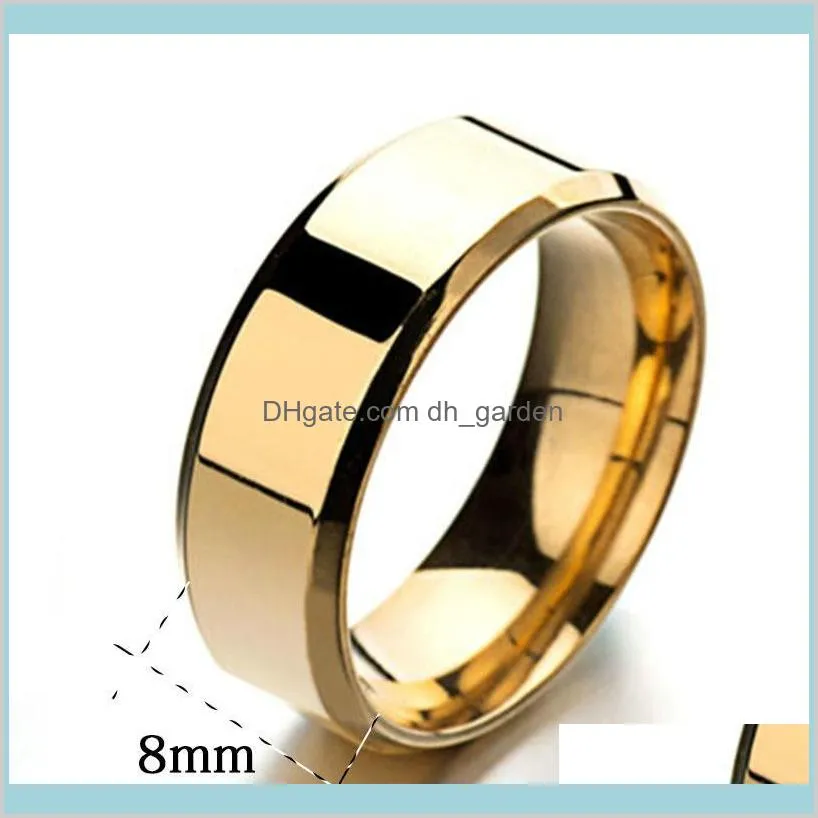 simple design glaze personalized ring 8mm black/ silver/gold/blue/rosegold gloss titanium rings jewelry for men women couple size 6-13