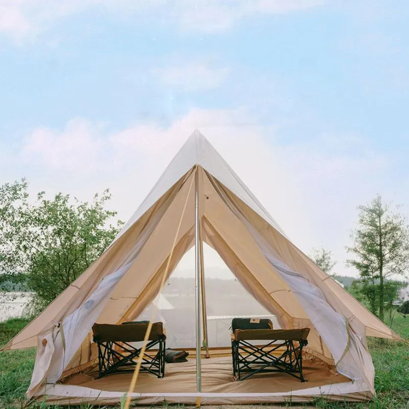 2,75 * 2,4 * 2M Tenda de sino à prova d'água de algodão, barraca de acampamento, pólo de alumínio de casamento 3-5person Barracas e abrigos