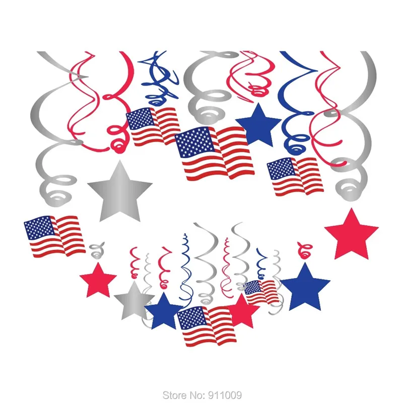 4 juli Partij Decoraties Verenigde Staten Independence Day Hanging Swirl American Flag Decor National Days Supplies