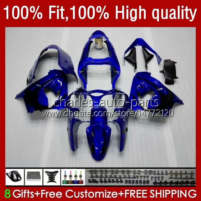 Korpus formy wtryskowej dla Kawasaki Ninja ZX 9R 900 CC ZX9 9 R ZX9R 00 01 03 03 Nadwozi 25NO.14 ZX900 ZX-9R 2000 2001 2002 2003 ZX-900 900CC 98-03 OEM Zestaw do błonnika Czarne płomienie