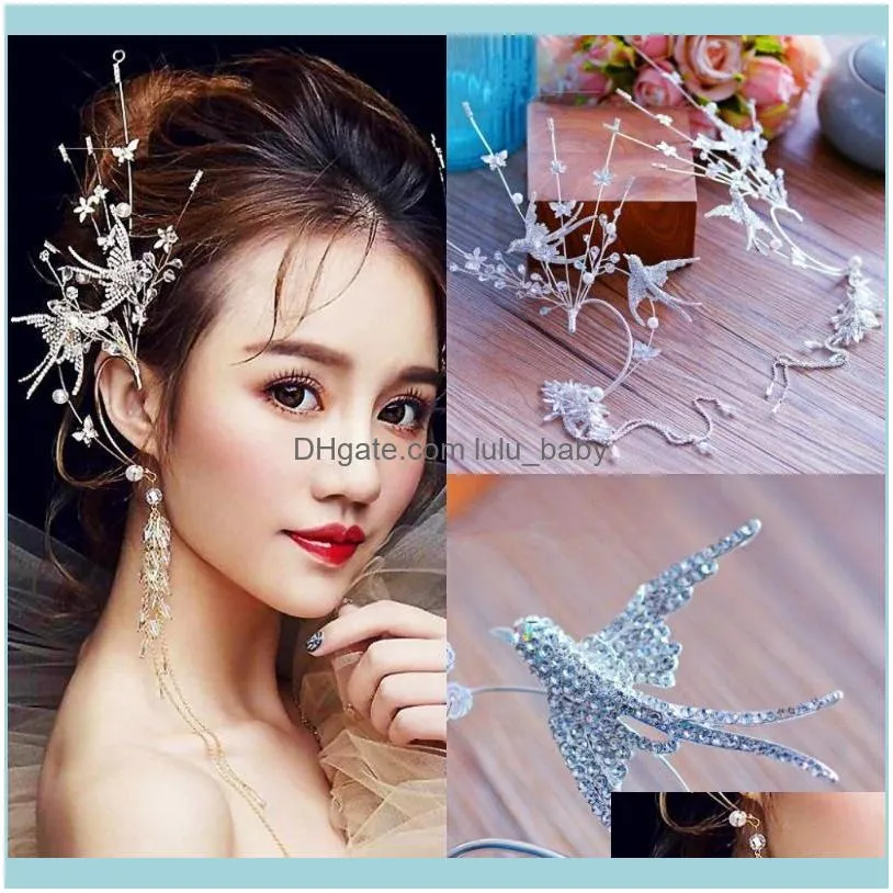 Barrettes Jewelryluxury Handmade Cubic Zircon Brides Headdress Hair Clip Super Fairy Jewelry Ear Hanging Dual Use Wedding Aessories Clips &