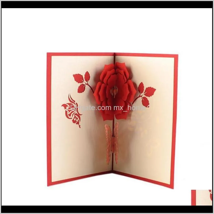 1pc 3d diy butterfly flower postcard greeting cards valentine`s day birthday party invitation card mother`s day gifts