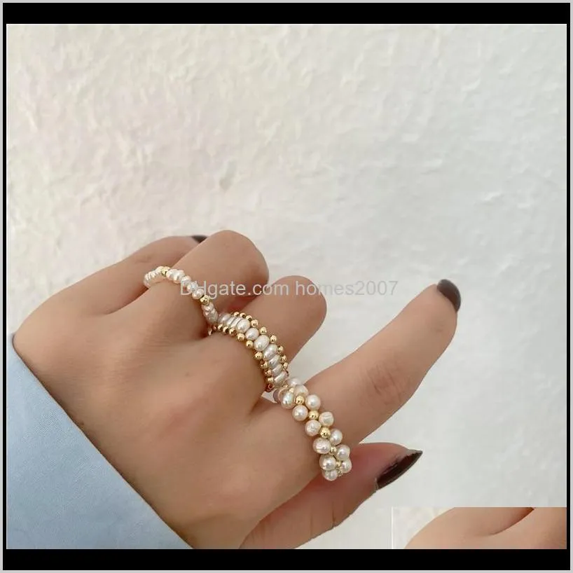 natural baroque pearl ring female ins tide fashion japanese retro cold elastic for women adjustable waven wedding rings