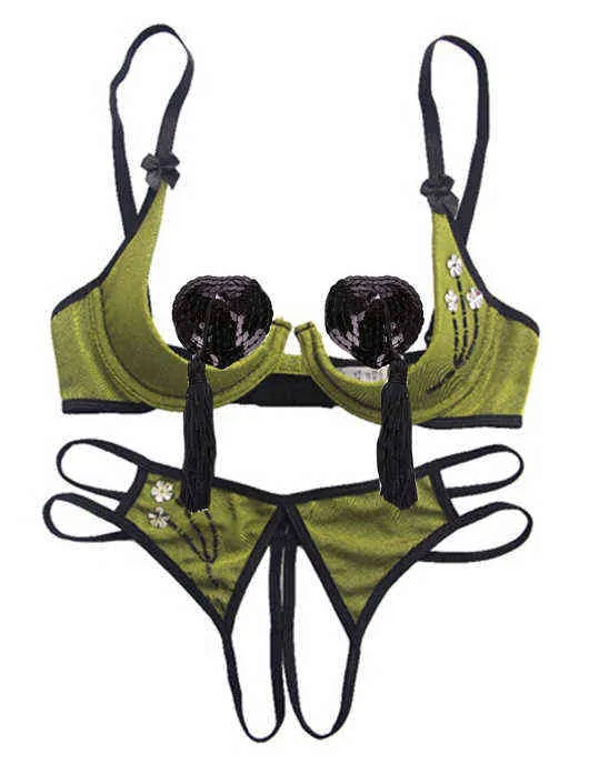 NXY set sexy Lingerie da donna Seduzione sexy Seno aperto Reggiseno push-up piccolo Intimo slip cavallo 1127