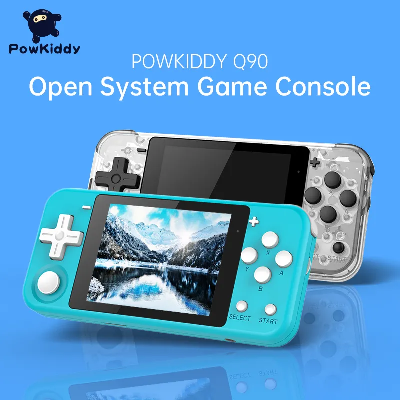 POWKIDDY Q90 Schermo IPS da 3 pollici Console di gioco portatile a doppio sistema aperto 16 simulatori retro PS1 regalo per bambini 3D DHL