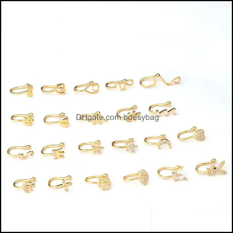 Many Styles Stainless Steel Nose Hoop Ring Piercing Ear Stud Pircing Bar Barbell Septum Rings Body Jewelry