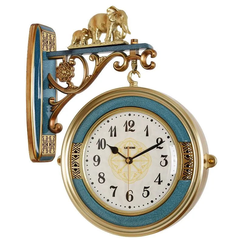 ساعات الحائط بسيطة الإبداعية ساعة الشمال هدية غرفة المعيشة الوجه الكلاسيكية مزدوجة الوجهين الحديثة reloj دي باريد ديكور المنزل DF50WC