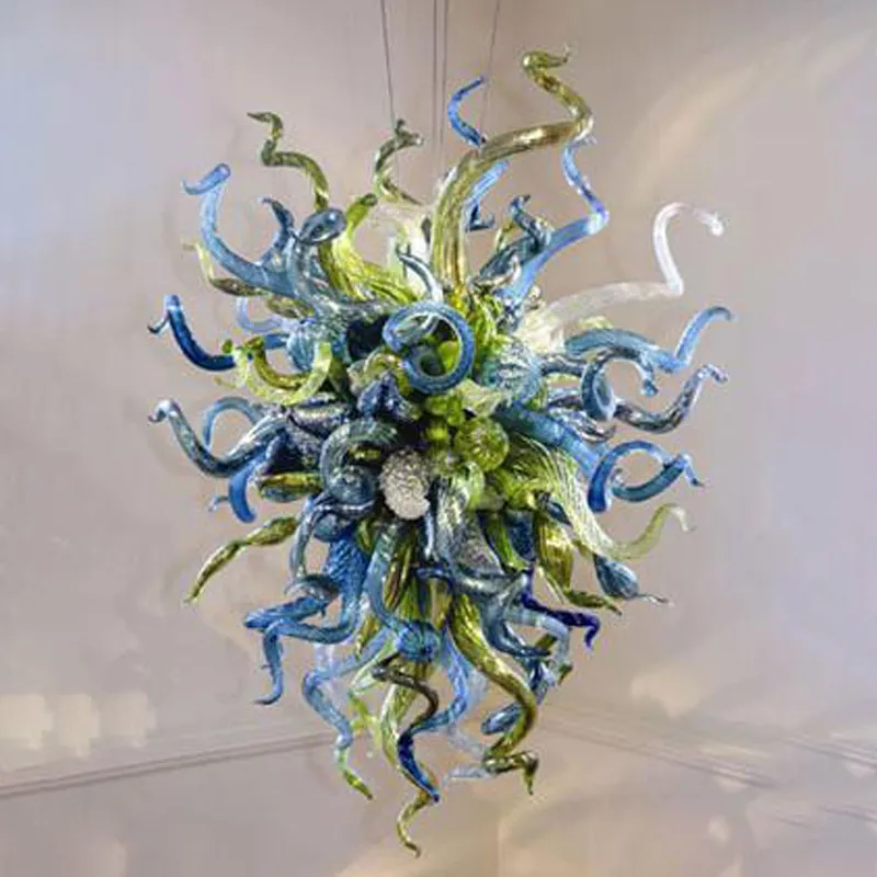 Artistieke Floral Blown Glass Hanglampen Moderne Kroonluchter Lichten voor Slaapkamer LED-armaturen Indoor Art Woondecoratie Accessoires Woonkamer 20 bij 24 inch