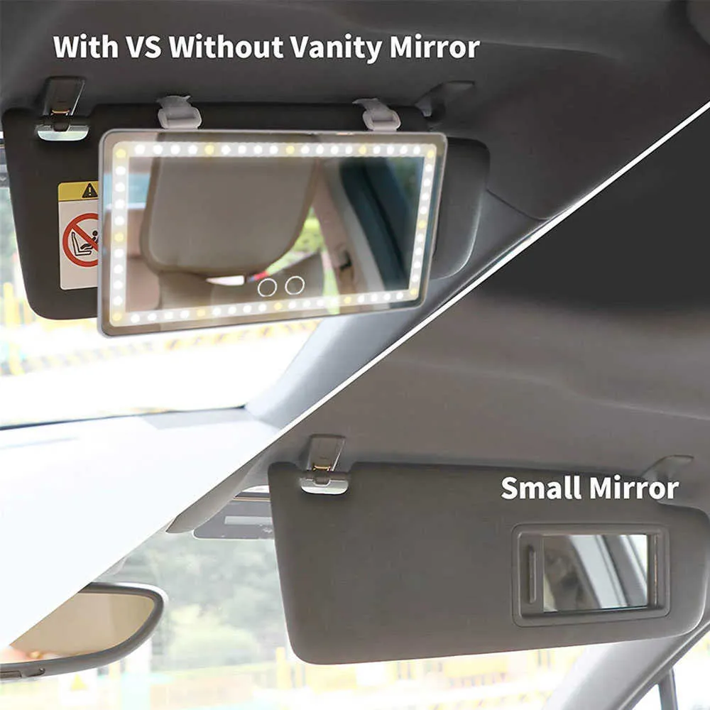 Car Three Folding Makeup Rhinestone Mirror, Car Sunshade Dressing Mirror,  Car Interior Rearview Mirror