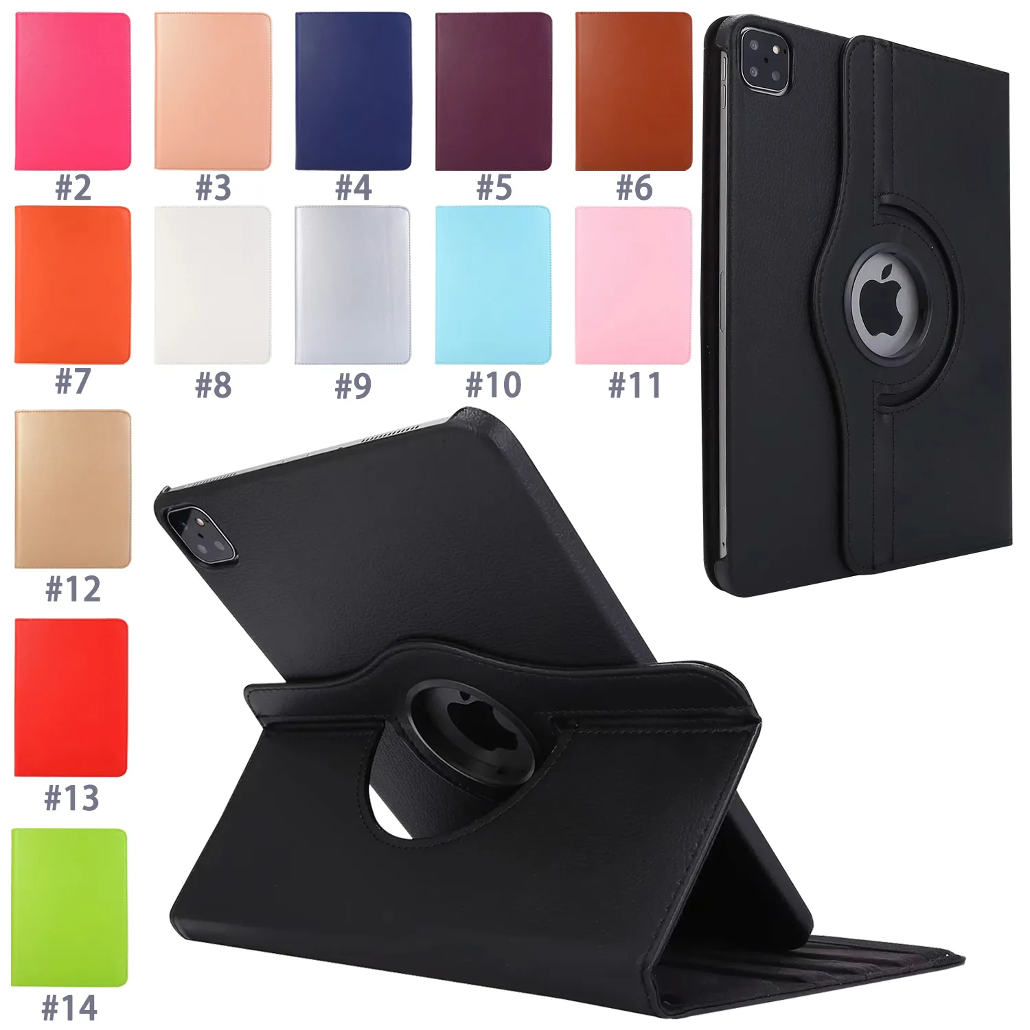 Étuis pour tablette à rotation à 360 ° pour iPad Pro 129 pouces 3e 4e génération Litchi Texture PU Cuir Flip Kickstand Cover avec Multi View An3992364