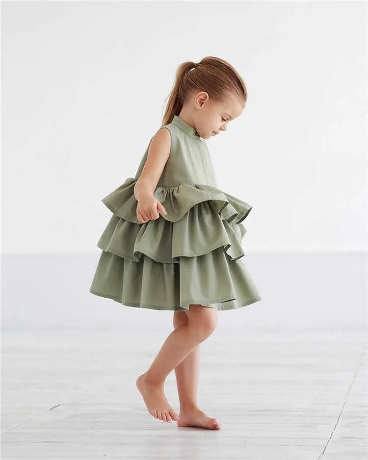 Robe d'été filles princesse robes gâteau enfant fille fête Tutu robe sans manches robe d'anniversaire pour 1 2 3 4 5 6 ans vêtements Y0726