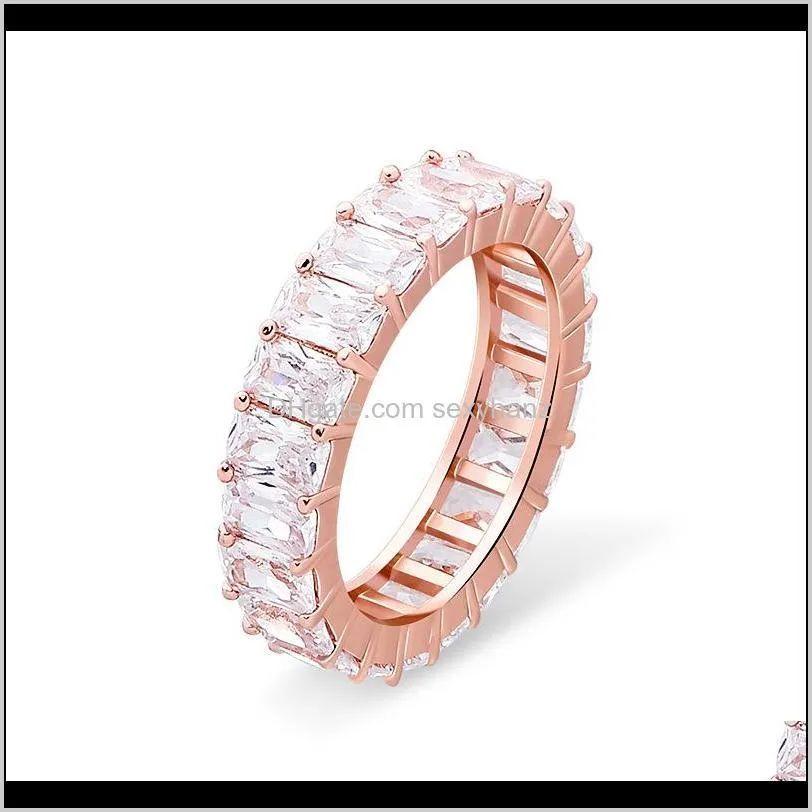 women men 1 row cz tennis rings bling iced out rapper jewelry hip hop ring