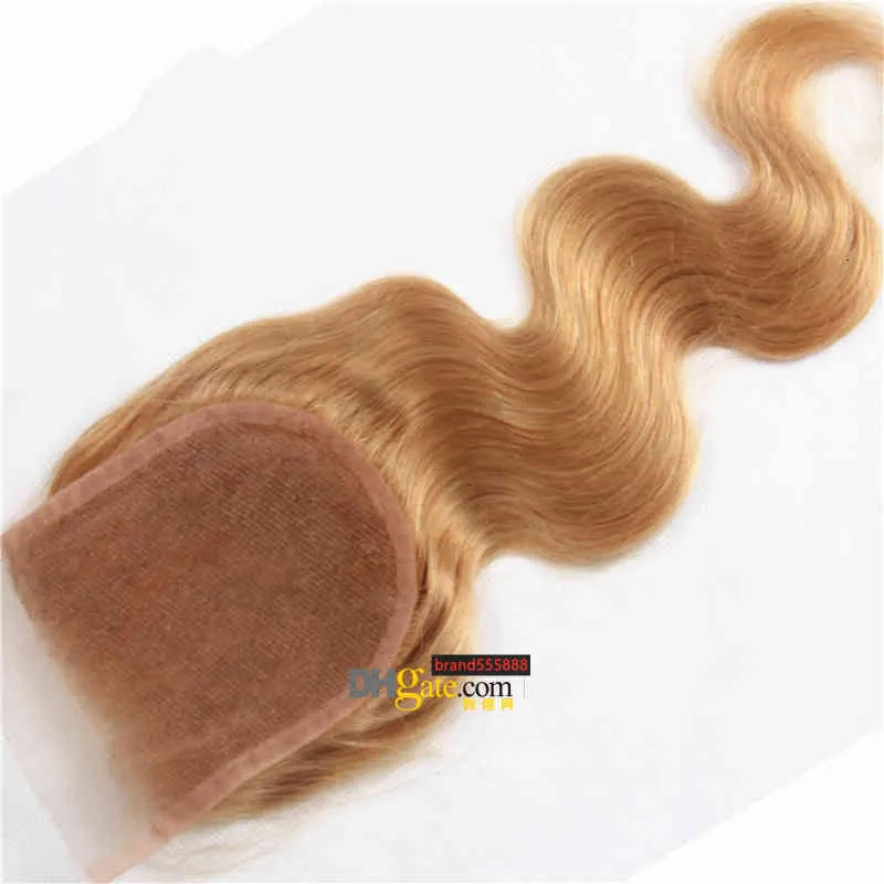 Hot Selling #27 Light Blonde Body Wave Hair Bundles With Lace Closure 8A Virgin Human Hair Weft With Top Closure