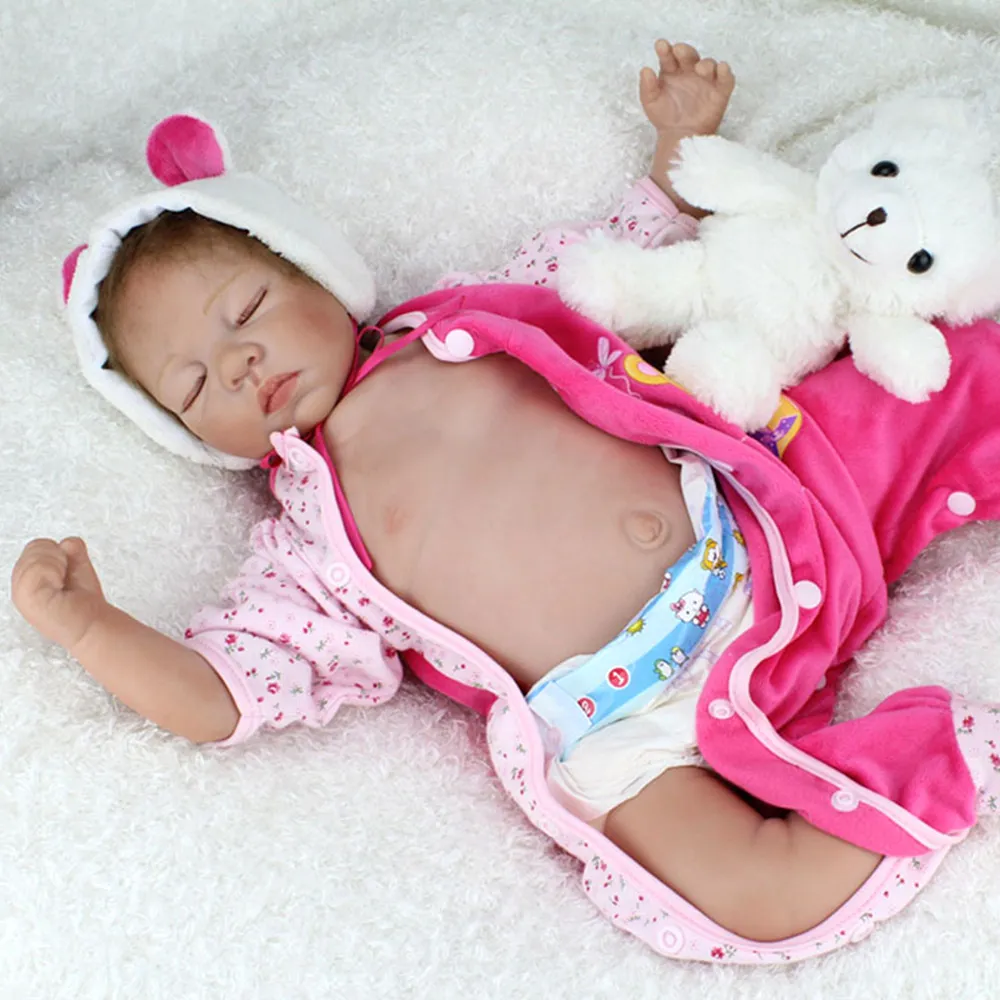 22 '' Reborn Baby Dolls Handmade Lifelike Recém-nascido Silicone Vinil Barriga Barriga Macia Choth Body Xmas presentes