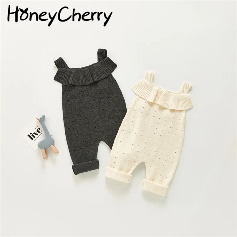 Knitting sweter Romper baby Sling bawełniane kombinezony romper wspinaczkowe ubrania dziewczyna 210702