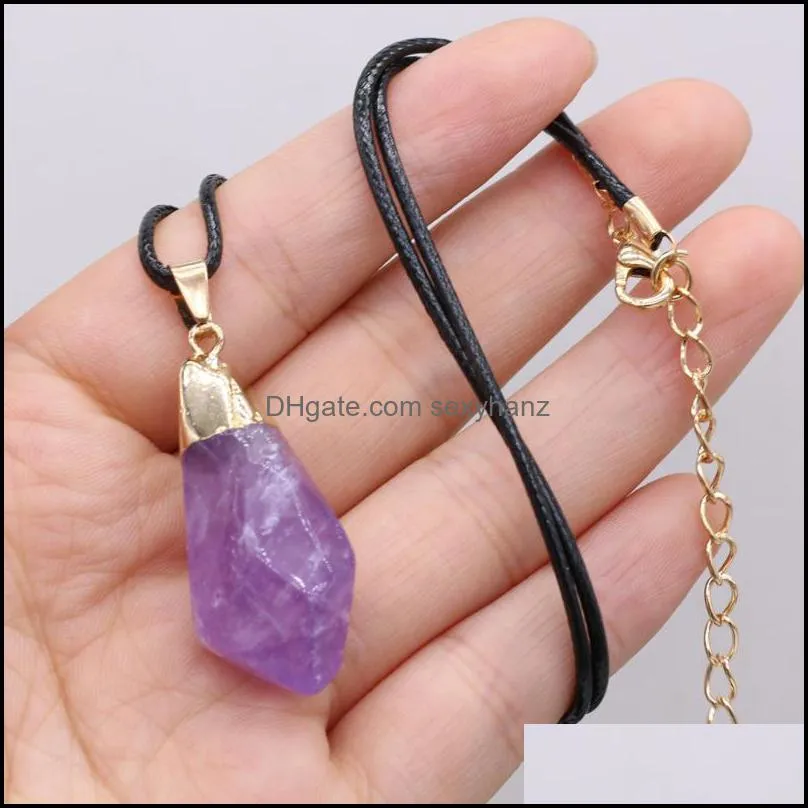 Pendant Necklaces Natural Stone Amethysts Necklace Crystal Brazil Druzy Irregular Lavender Quartz Chakra Reiki Raw Ore Jewelry