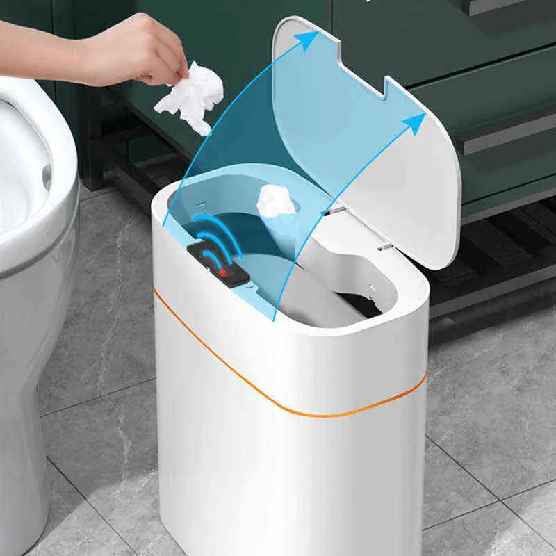16L 13L Intelligent Trash Can Smart Sensor Dustbin Waterproof Household Induction Garbage Bin 10L Press Type Rubbish 211229155g
