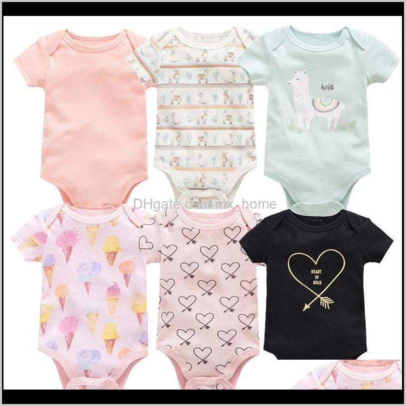 newborn baby cotton rompers 30+ short sleeve solid cartoon unicorn letter stripe printed jumpsuit onesies girls outfits 0-1t