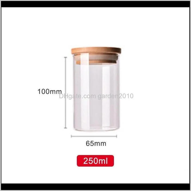 high borosilicate kitchen bean flour storage tin grain storage box sealed glass jar bamboo covered foods container