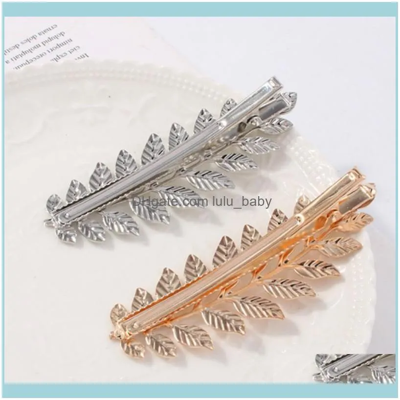 Gold Color Metal Leaf Clip Girls pin Barrette Flowers Rhinestone Comb Hairpins Women Accessories Jewelry