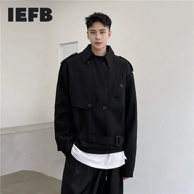 IEFB masculino desgaste silhueta enorme jaqueta preta masculina casaco curto primavera Causal off workwear roupas 9Y5559 210524