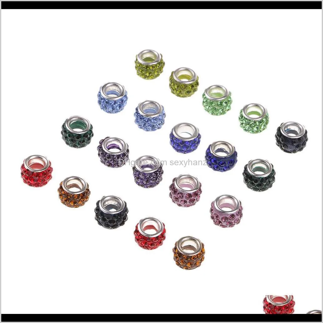 20pcs 10mm clay pave disco crystal beads large hole for diy jewelry making