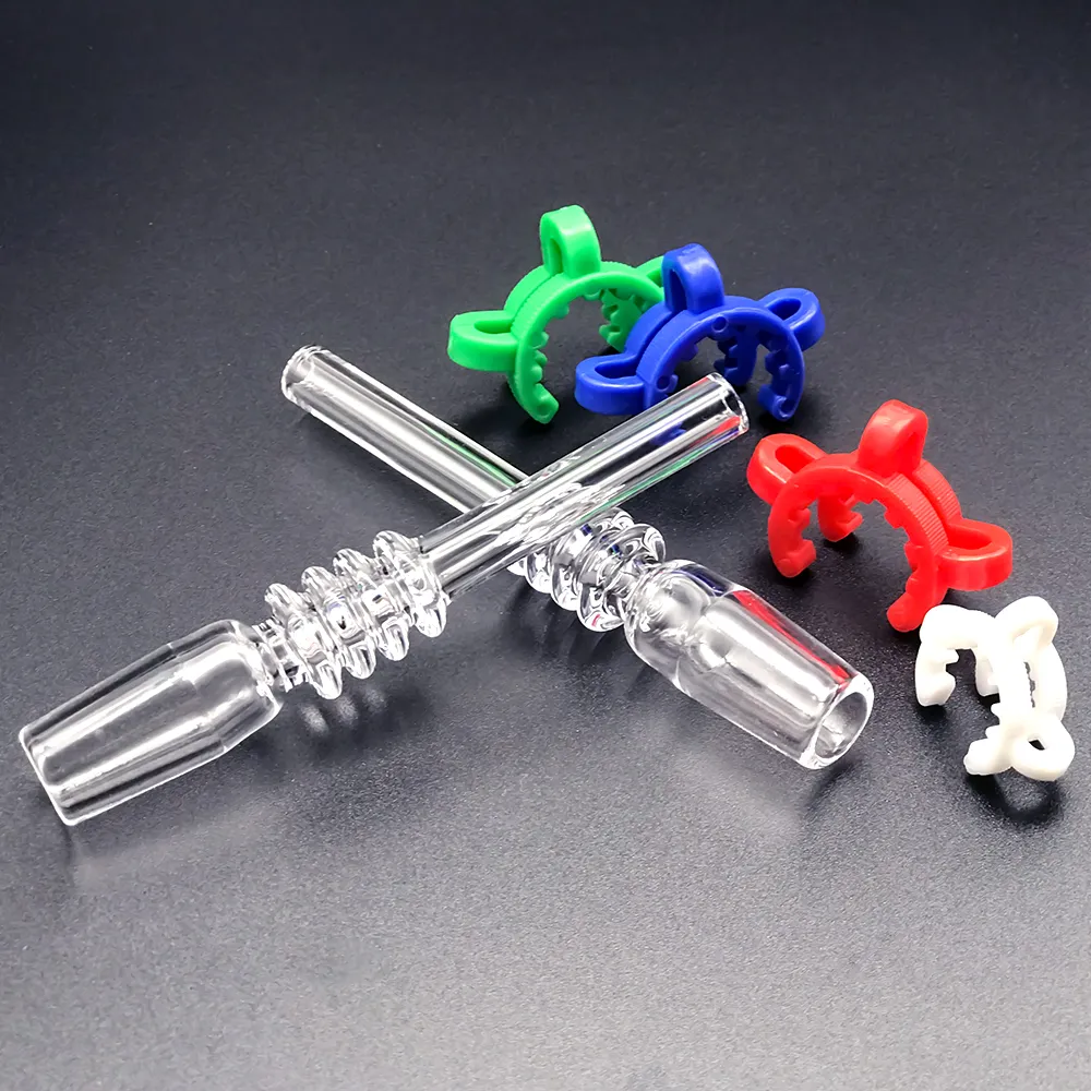 DHL Bong Quartz Tip Fit Nectar Collector 10mm 14mm 18mm Joint Fumer Accessoires Avec Keck Clips pour Pipe Verre Eau Bongs Dab Oil Rigs