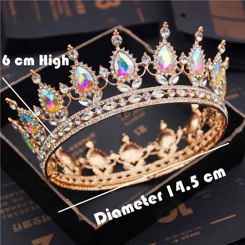 Fashion Bridal headpieces Tiaras and Crowns Crystal Royal Queen King Crown Wedding Hair Jewelry Circle Diadem Bride Head Accessories