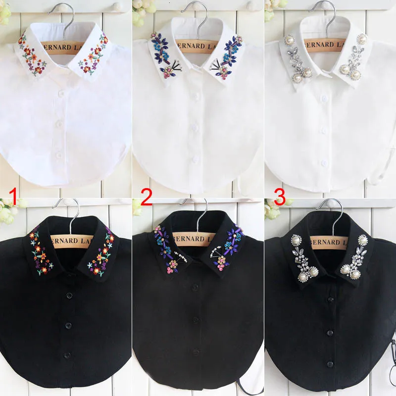 Fashion Women Shirt Fake Collar Detachable Crystal Flower False Collars Lapel Blouse Top Lady Girl Clothes Accessories Nyz Shop