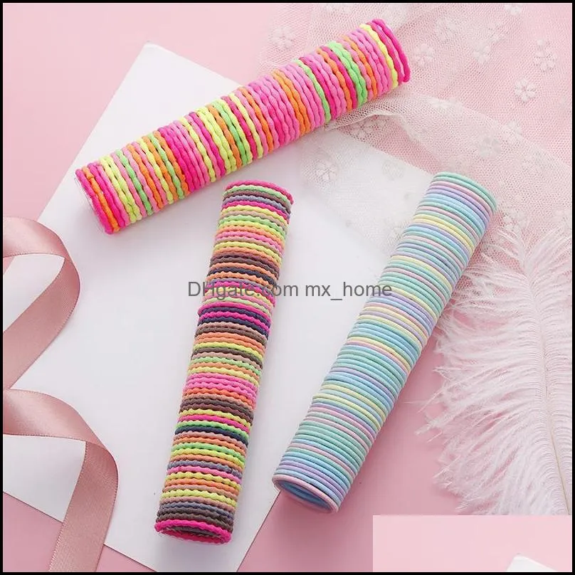 Hair Accessories 50Pcs Children Candy Colors Soft Scrunchies Elastic Ties Women Girls Lovely Rubber Bands Female Ponytail