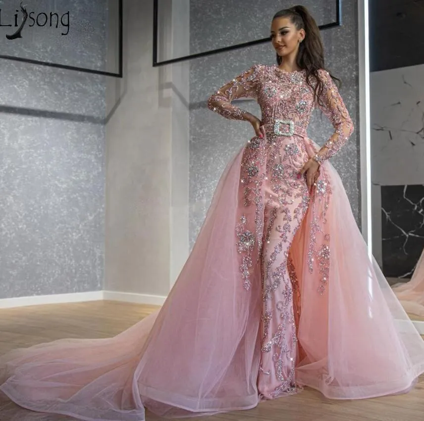 A-line designer tillfälle klänningar som säljer heta mode sparkly party pärlstav chiffong korall prom västra partiet låg rygg rosa
