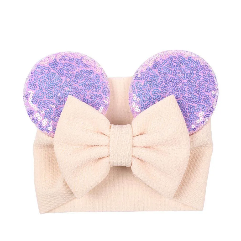 Cartone animato con paillettes Orecchie da topo Fascia Capelli grandi Fasce per capelli Fascia per capelli Tessuto elastico Bowknot Capelli fai da te con fiocchi baby wide halloween