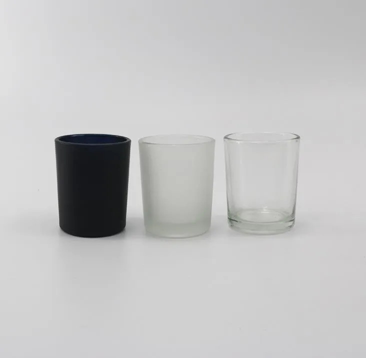 Partihandel DIY ljushållare behållare 50ml 160ml svart vit röd matt transparent glas ljus tom kopp sn3361