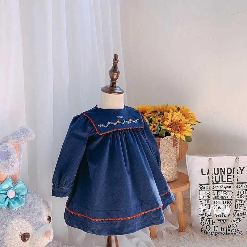 Детские бутиковые испанские платья для детских девушек Турция Винтаж стиль платье младенческие вышивки Детские брюки малыша крещений Vestido 210615