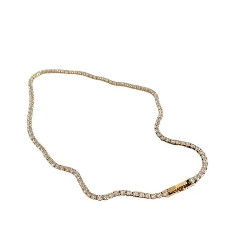 Chokers mode prachtige vergulde vergulde kleur zirkoon koper choker ketting voor vrouwen single chain simpele stijl feest geschenk sieraden vrouw