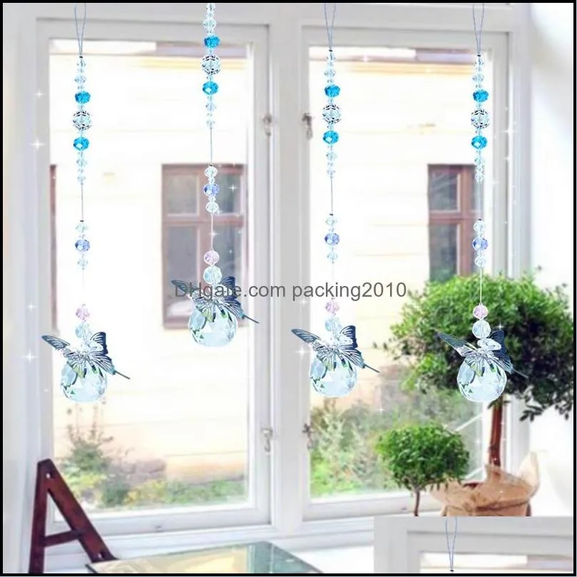 Hanging Suncatcher Butterfly Crystal Ball Rainbow Stone Pendant Wind Chimes Beads Prism Maker Drops Hang Window, Home Decor, Handmade