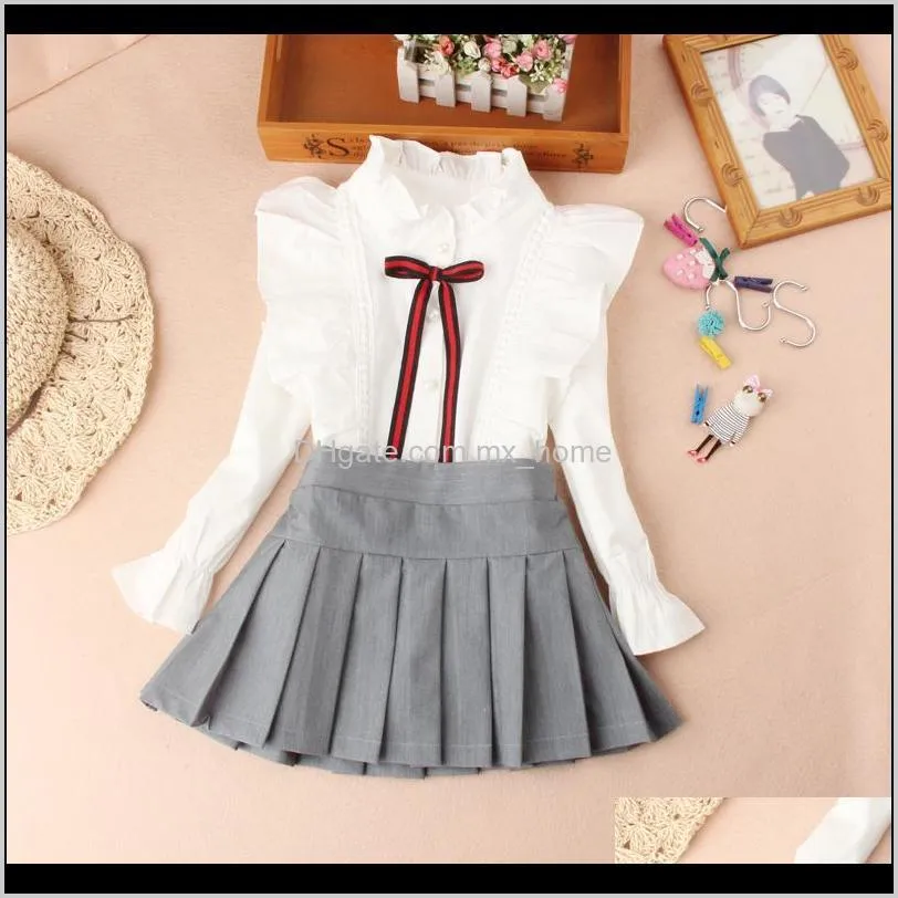 new arrival girls blouses fall children clothes white mandarin collar blouse for back to school shirts for teen kids tops 210305