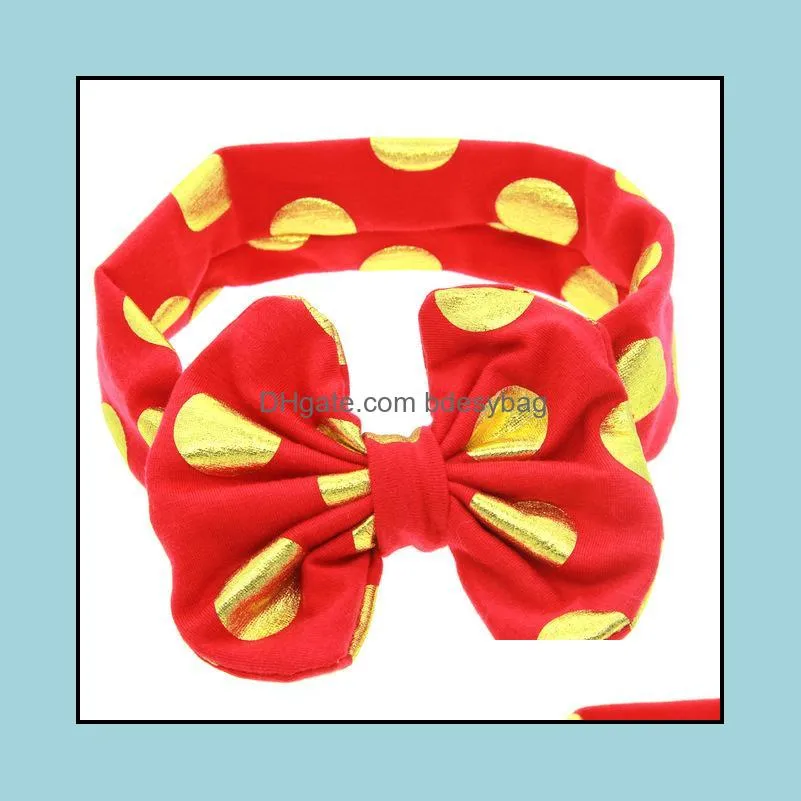 New children`s headdress Hot selling children`s polka dot bronzing dots big bow rabbit ears baby headband