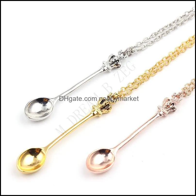 Wholesale jewelry,chain,gold, silver, crown mini teapot royal Alice snuff necklace, crown spoon pendant necklace