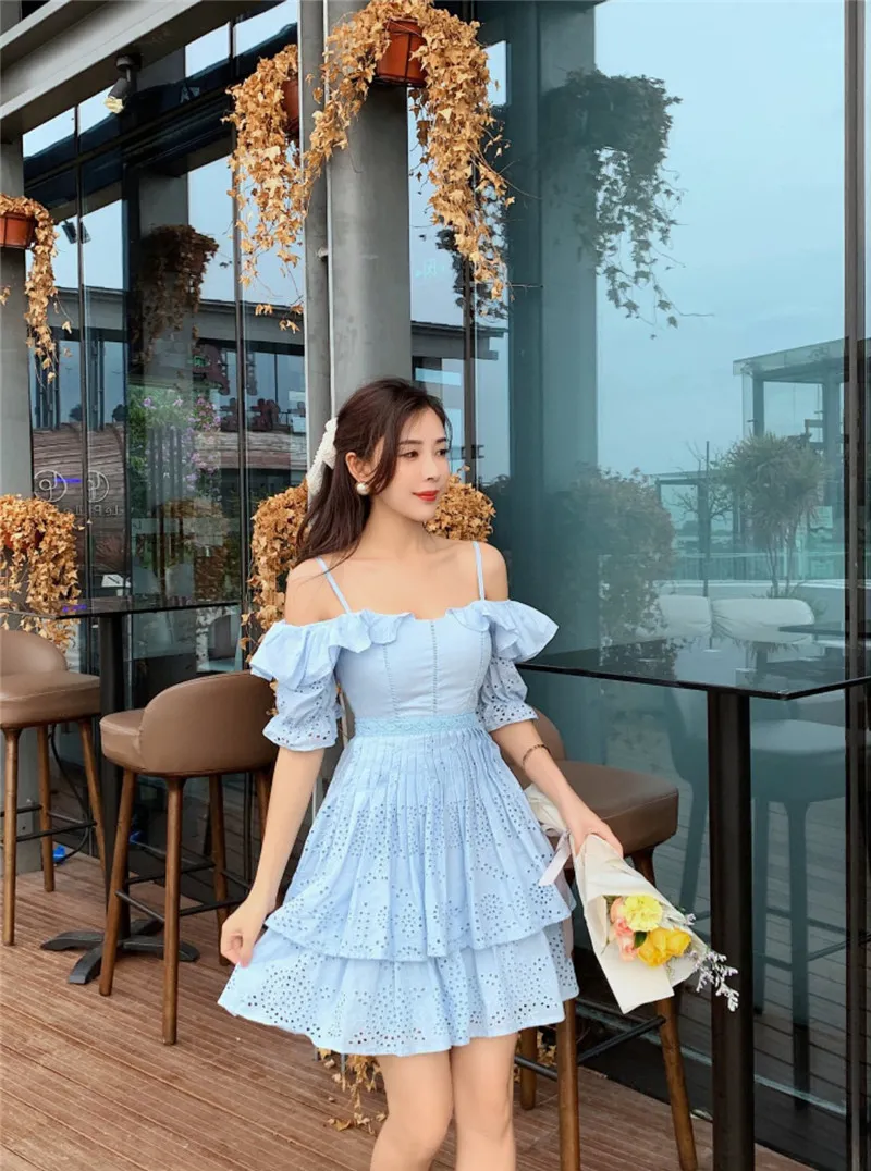 Cotton Off-Shoulder Sundress: Ruffle Trim, Slash Neck, Pleated, Sweet,  Short from Dhgate Basic & Casual Dresses - price 113.15