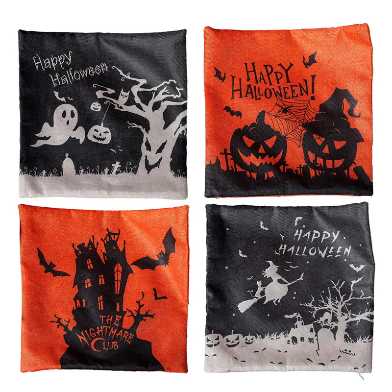 Halloween Pillow Case Ghost Pumpkin Witch Linen Bäddsoffa Kasta Kudde Cover Dekoration Holiday Party Favor XBJK2107