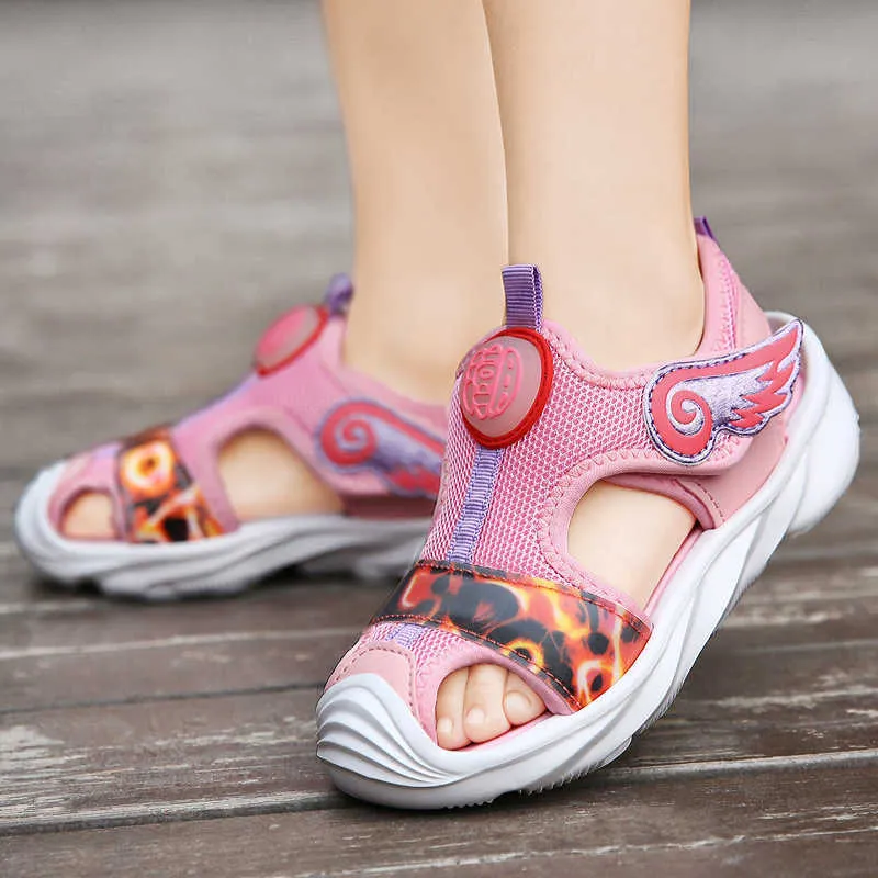 sandali per bambini bambini estate protezione del piede sandali ragazzi scarpe da spiaggia traspiranti morbide ragazze moda sandali con ali 210713