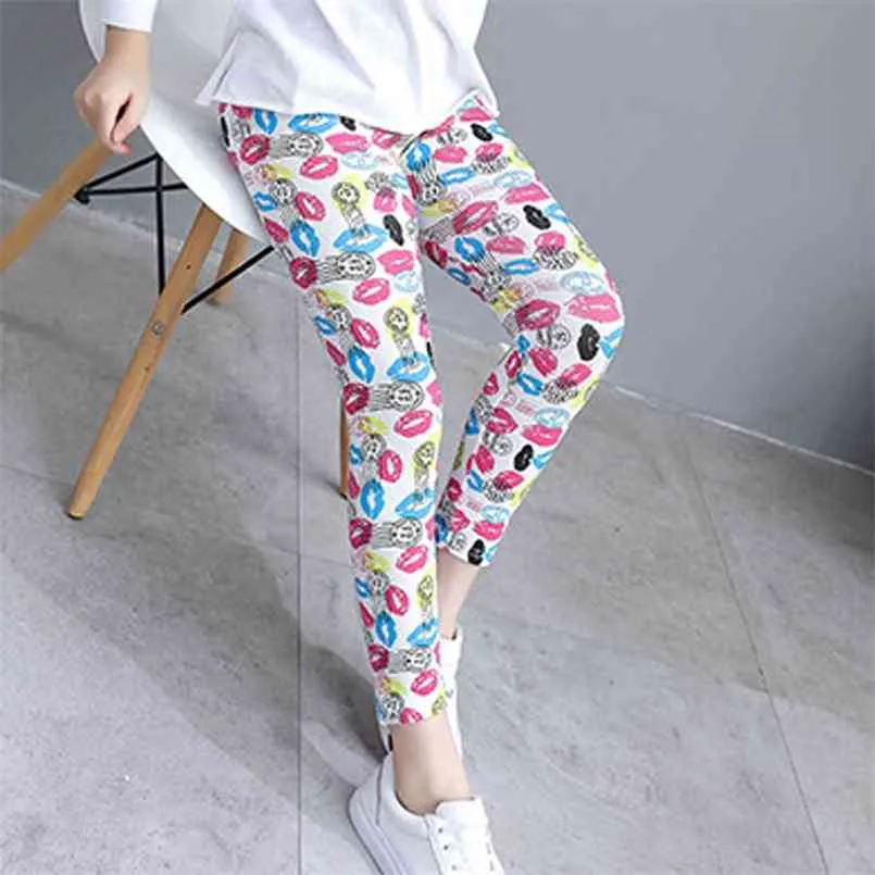 Spring and Autumn Casual Lips Allover Leggings for Kid Girl tights 210528