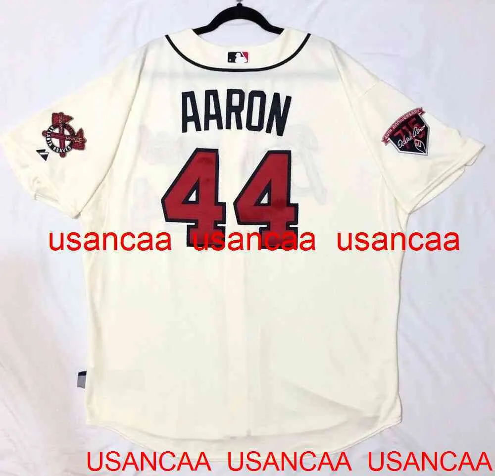 Stitched #44 Hank Aaron Ivory Throwback Jerseys Men Women Youth Baseball XS-5XL 6XL